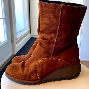 Fly London Suede wedge boots